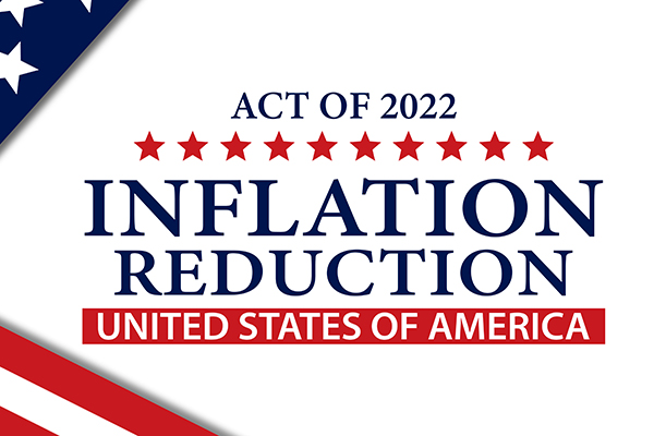 Vector graphic of stars and stripes US flag with IRA of 2022 in text.