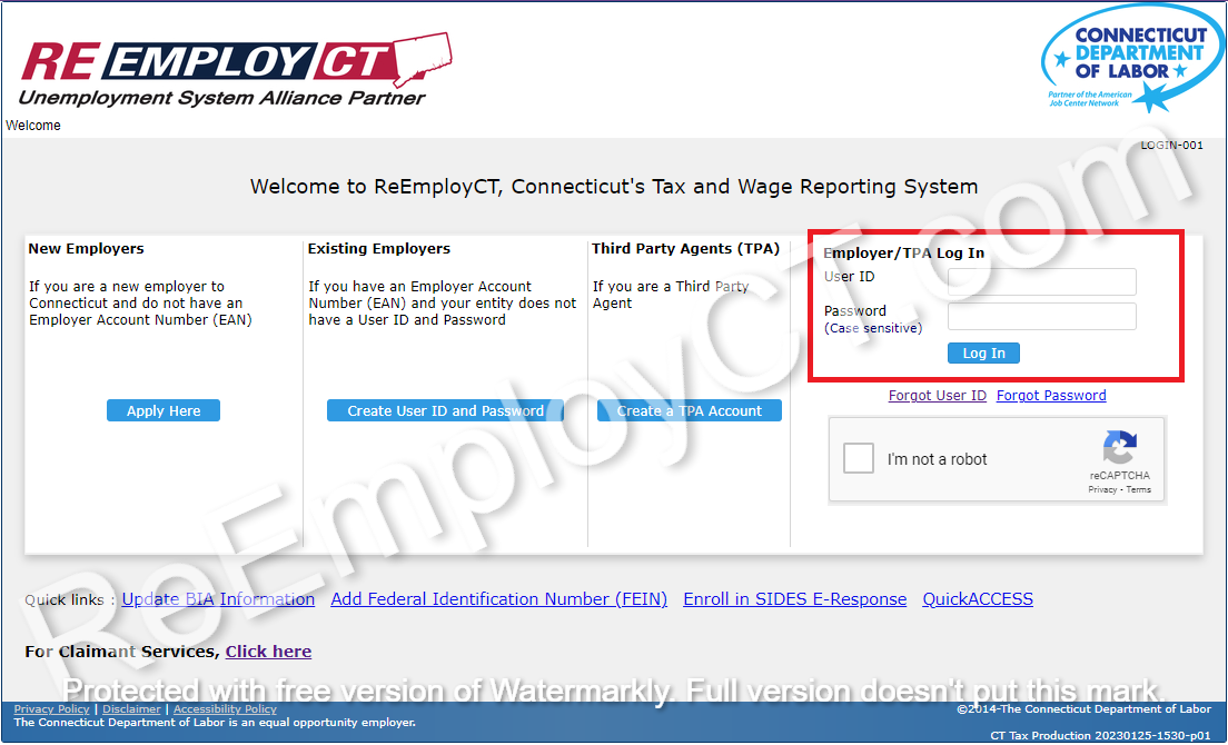 Employer/TPA Log In