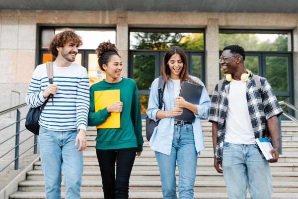 Four college students on campus